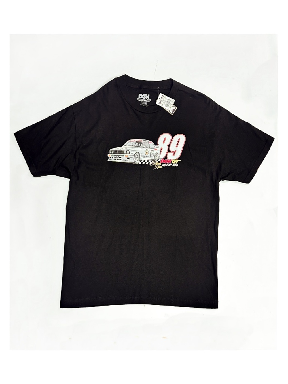NWT Zumiez DGK Men's Large Black  & Yellow Graphic Retro Car Racing T Shirt 89